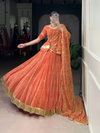 Orange Colour Georgette Wiith Bandhej Print Navratri Lehenga With Blouse Dupatta LNB1701 